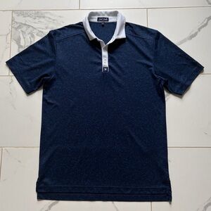 Bad Birdie The Deeps Short Sleeve Golf Polo Shirt Size M Blue Navy Camo Print